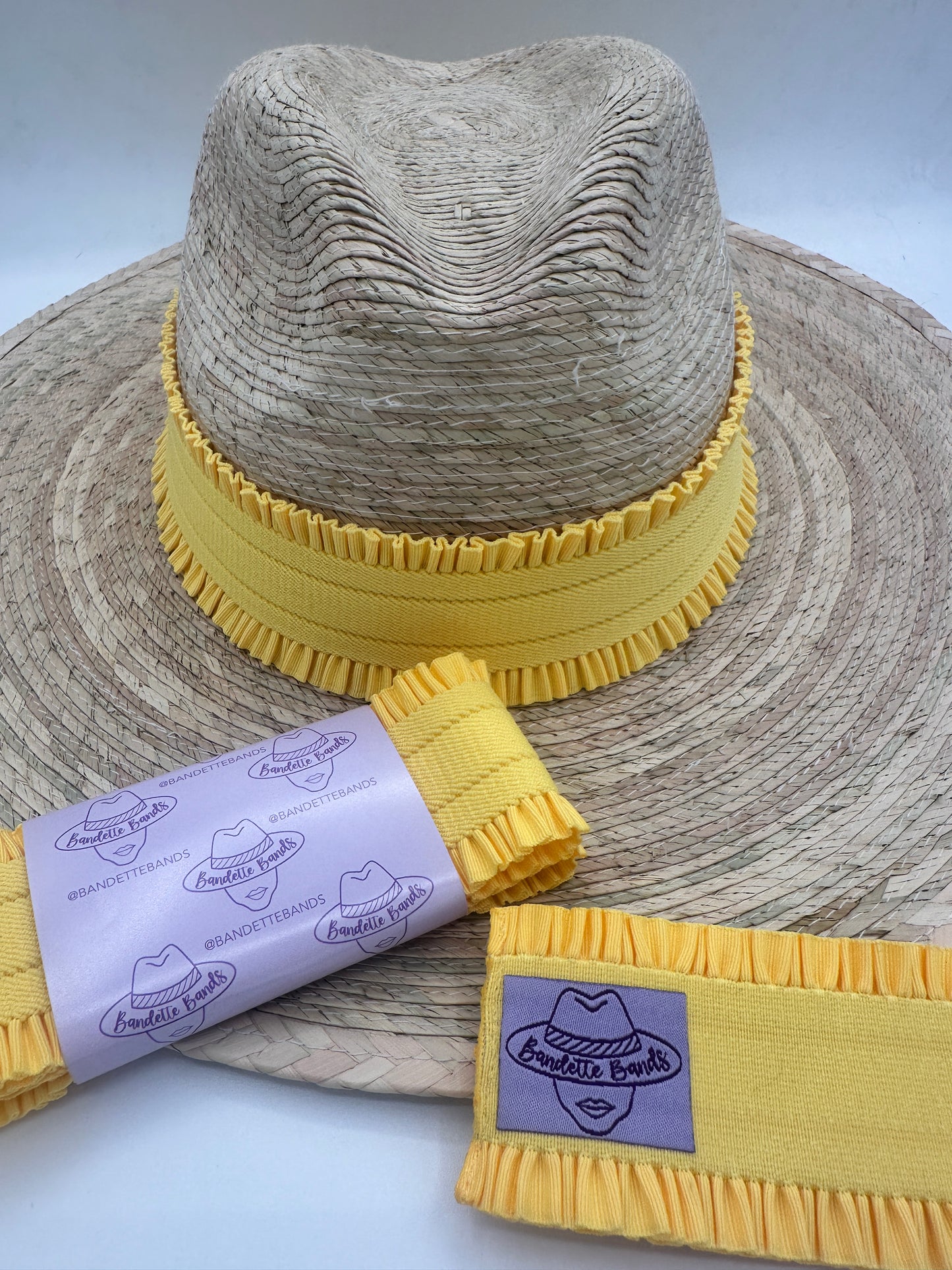 2” Yellow Striped Ruffle Hat Band