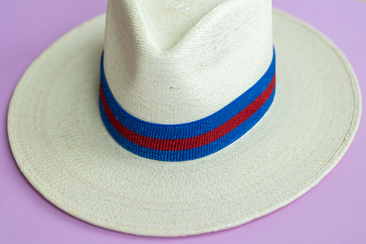 1.5” Blue & Red Sparkle Hat Band
