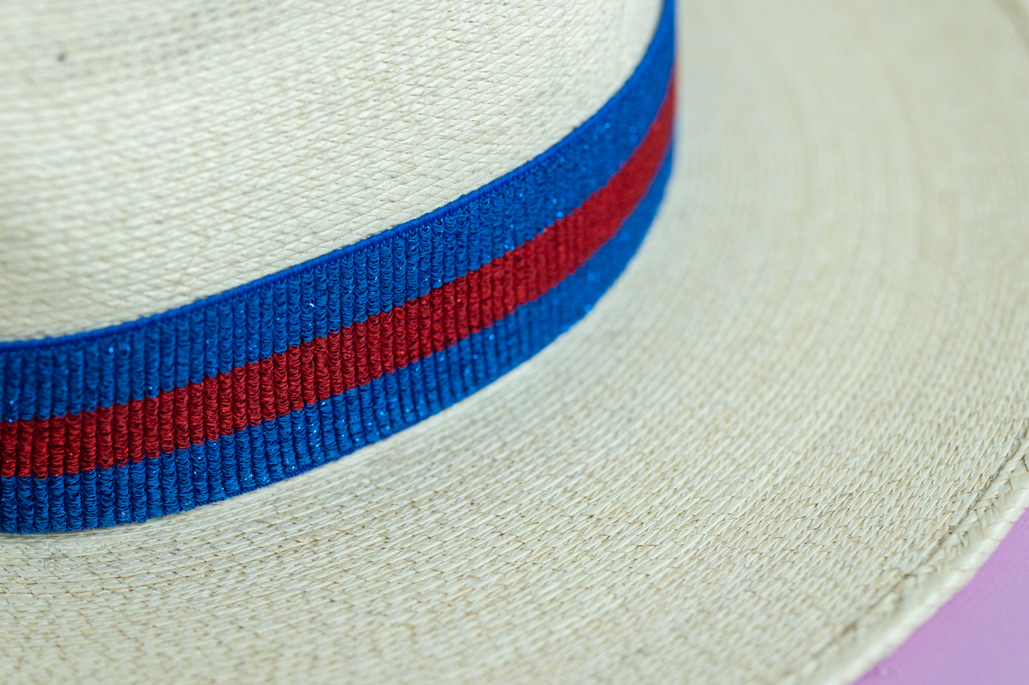 1.5” Blue & Red Sparkle Hat Band