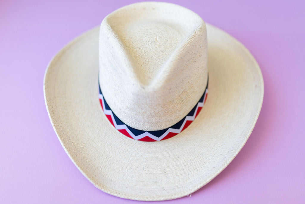1” Red, White & Navy Chevron Hat Band