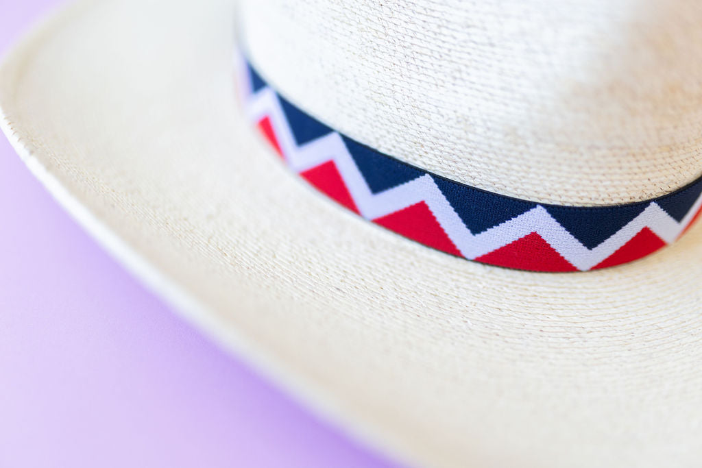 1” Red, White & Navy Chevron Hat Band