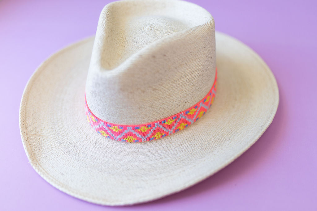 1” Neon Pink Aztec Hat Band