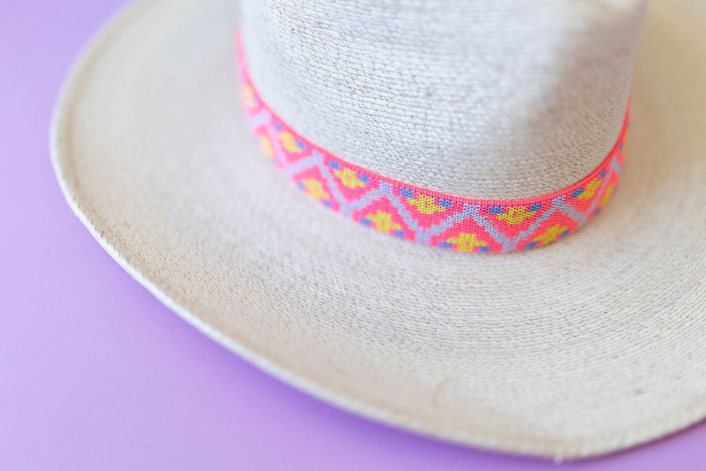 1” Neon Pink Aztec Hat Band