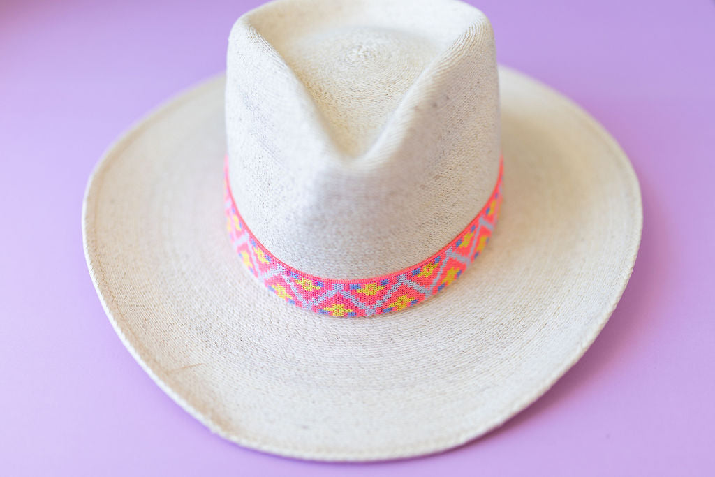 1” Neon Pink Aztec Hat Band