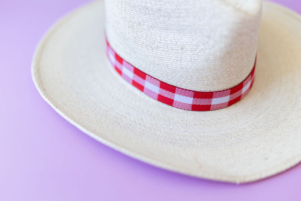 1” Red Gingham Hat Band
