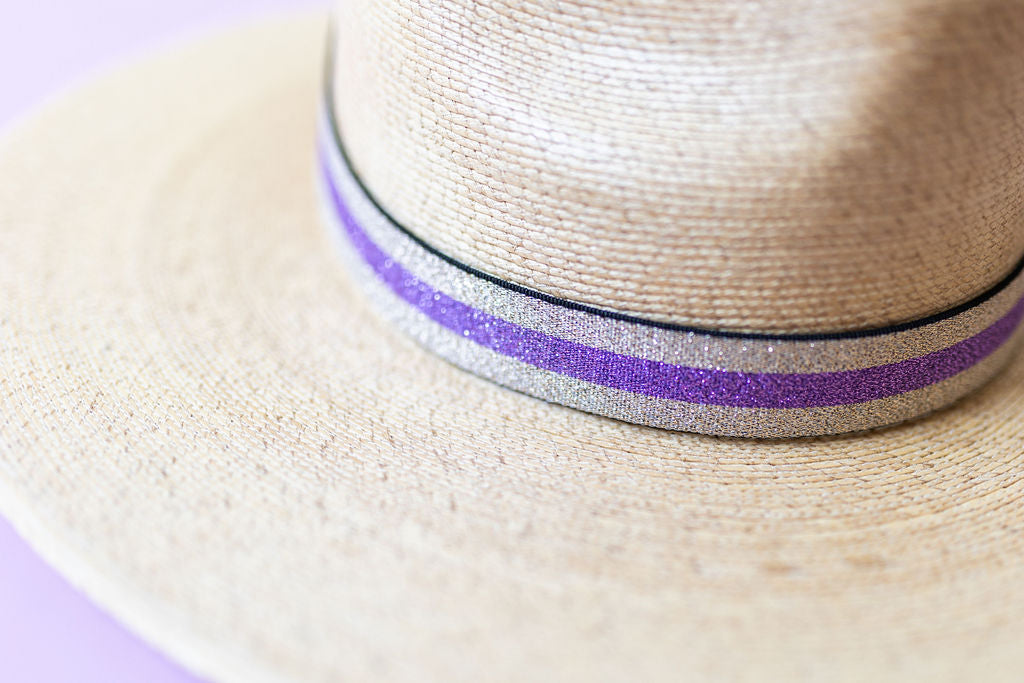 1” Purple & Gold 3-Stripe Hat Band