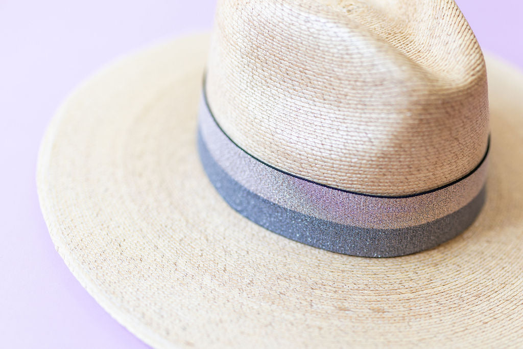 1.5” Pewter & Gold 2-Stripe Hat Band