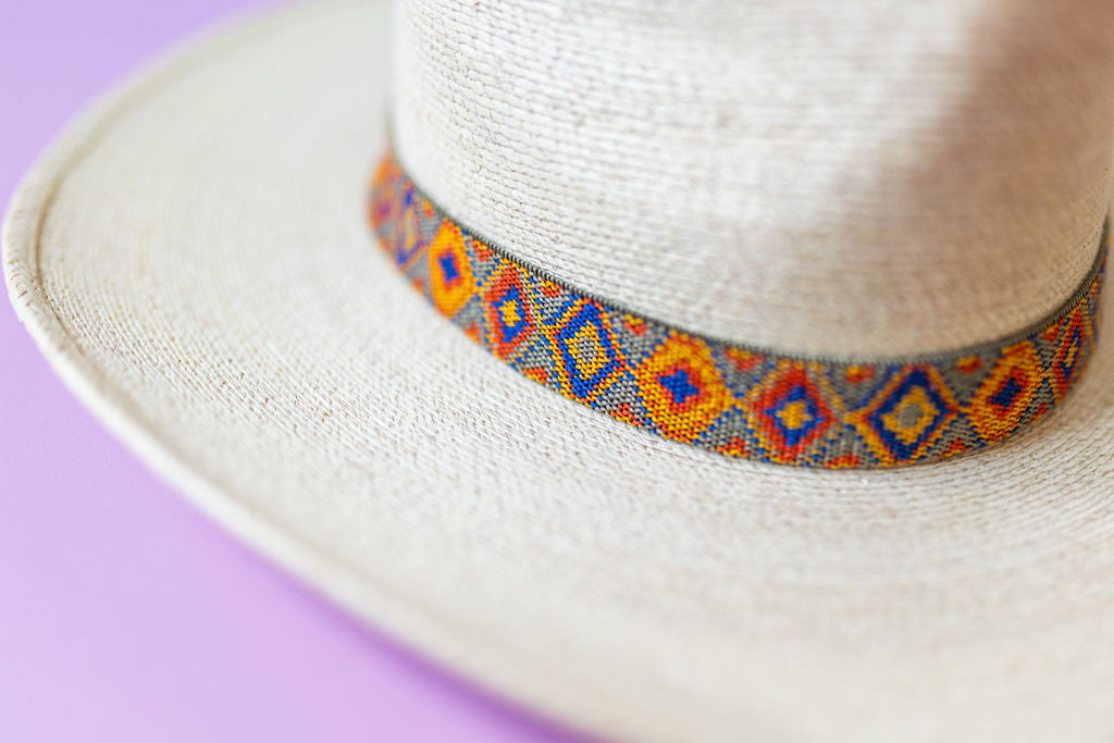 1” Orange and Blue Aztec Hat Band