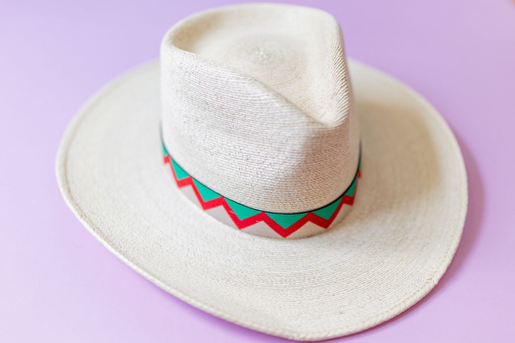 1” Red and Green Chevron Hat Band