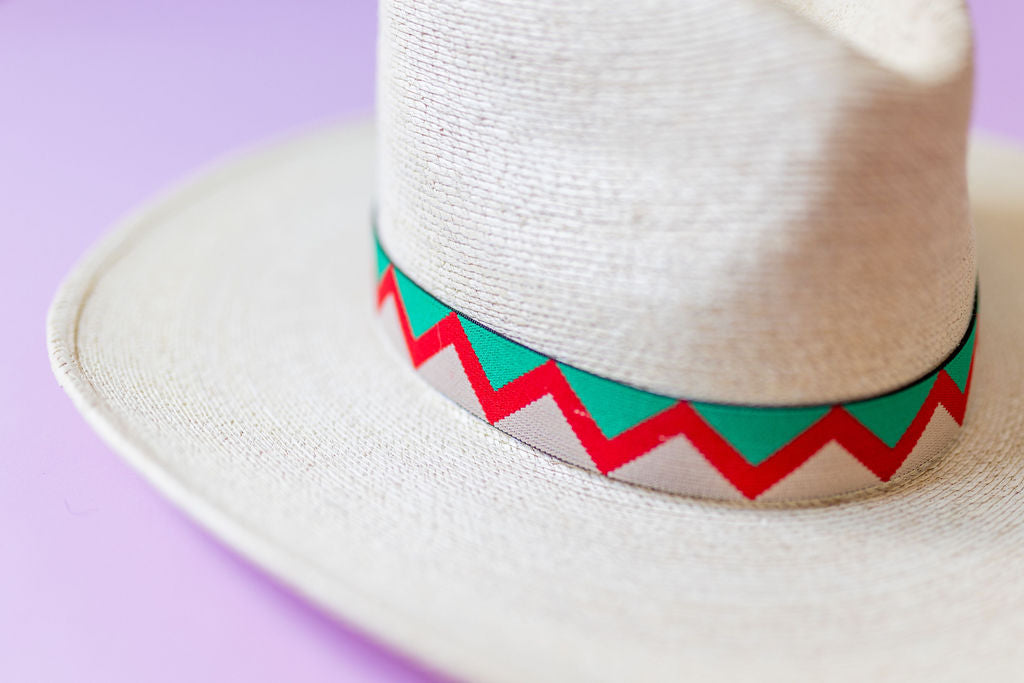 1” Red and Green Chevron Hat Band