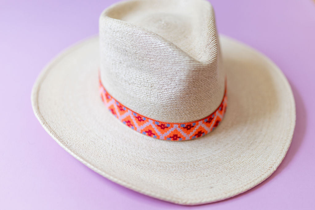 1” Orange Aztec Hat Band