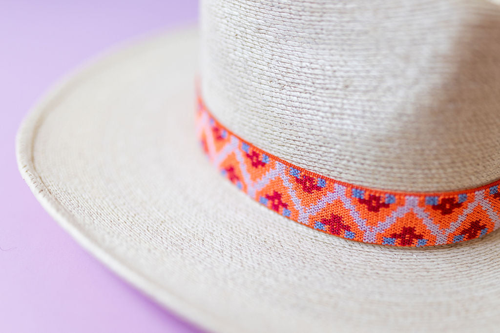 1” Orange Aztec Hat Band