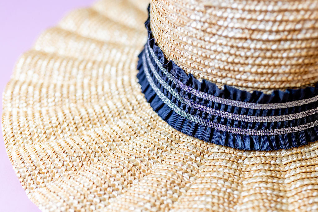 2” Deep Navy Glitter Ruffle Hat Band