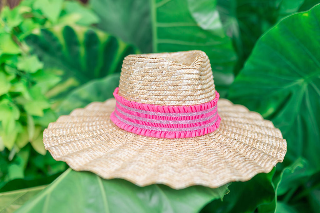 2” Hot Pink Glitter Ruffle Hat Band