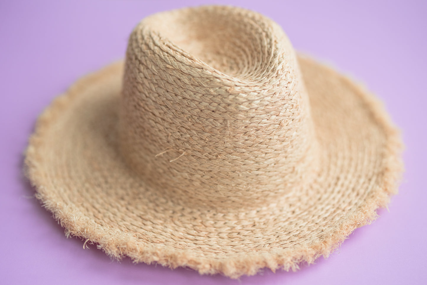 Raffia Straw Panama Hat with Fringe Edge