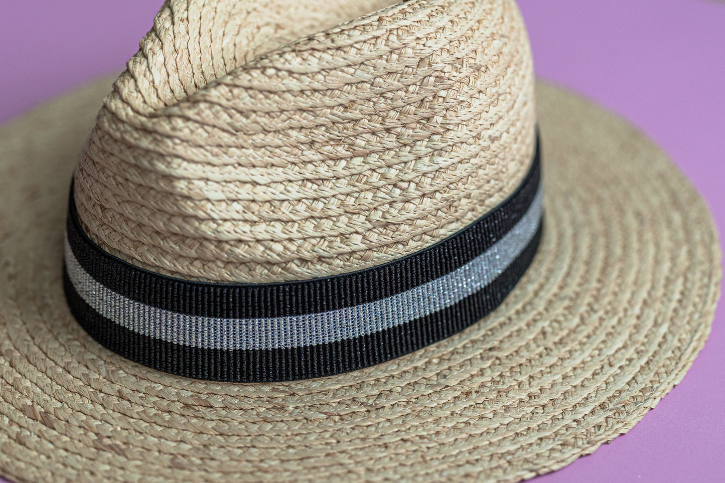 1.5” 3-Stripe Black & Silver Hat Band
