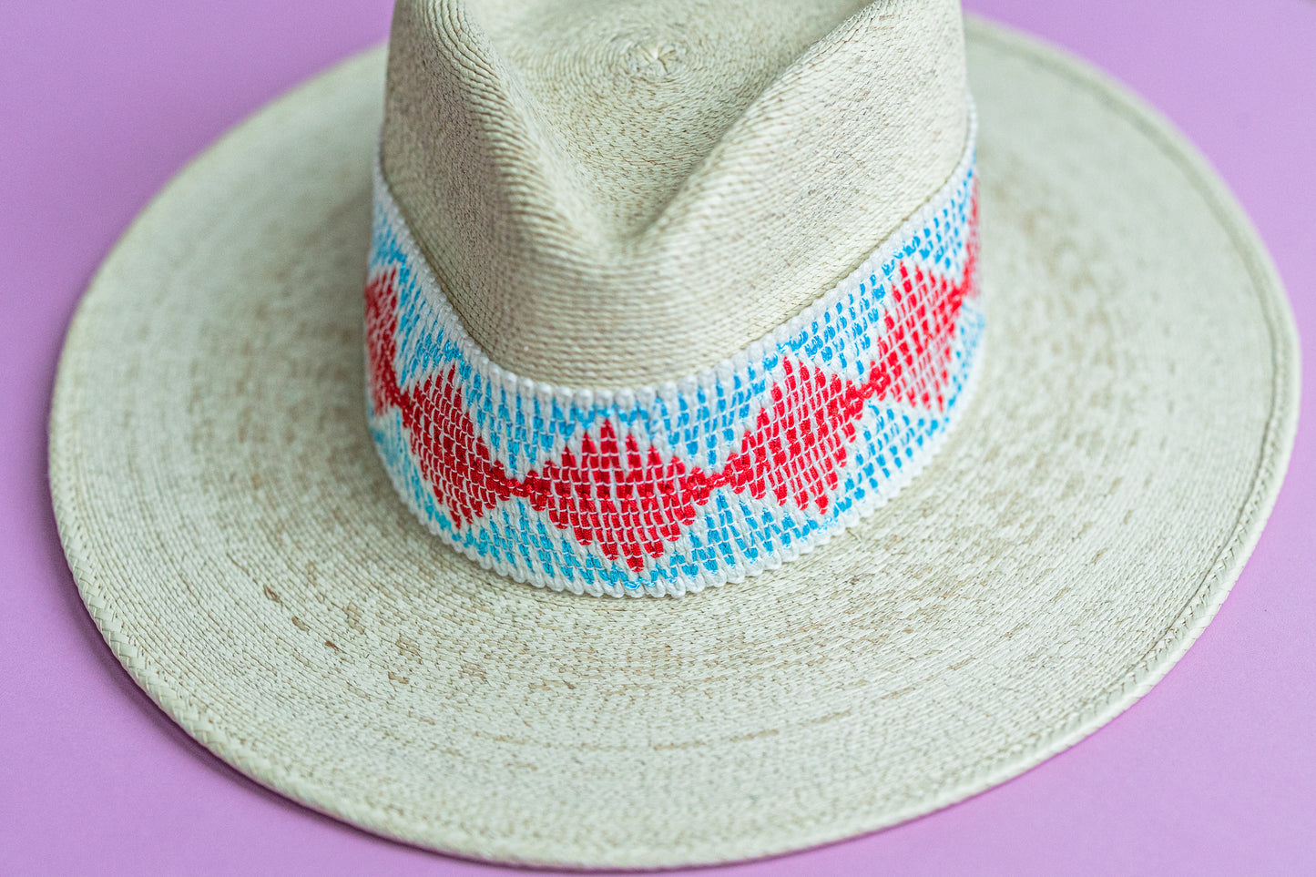 2.5” Red & Columbia Blue Diamond Hat Band