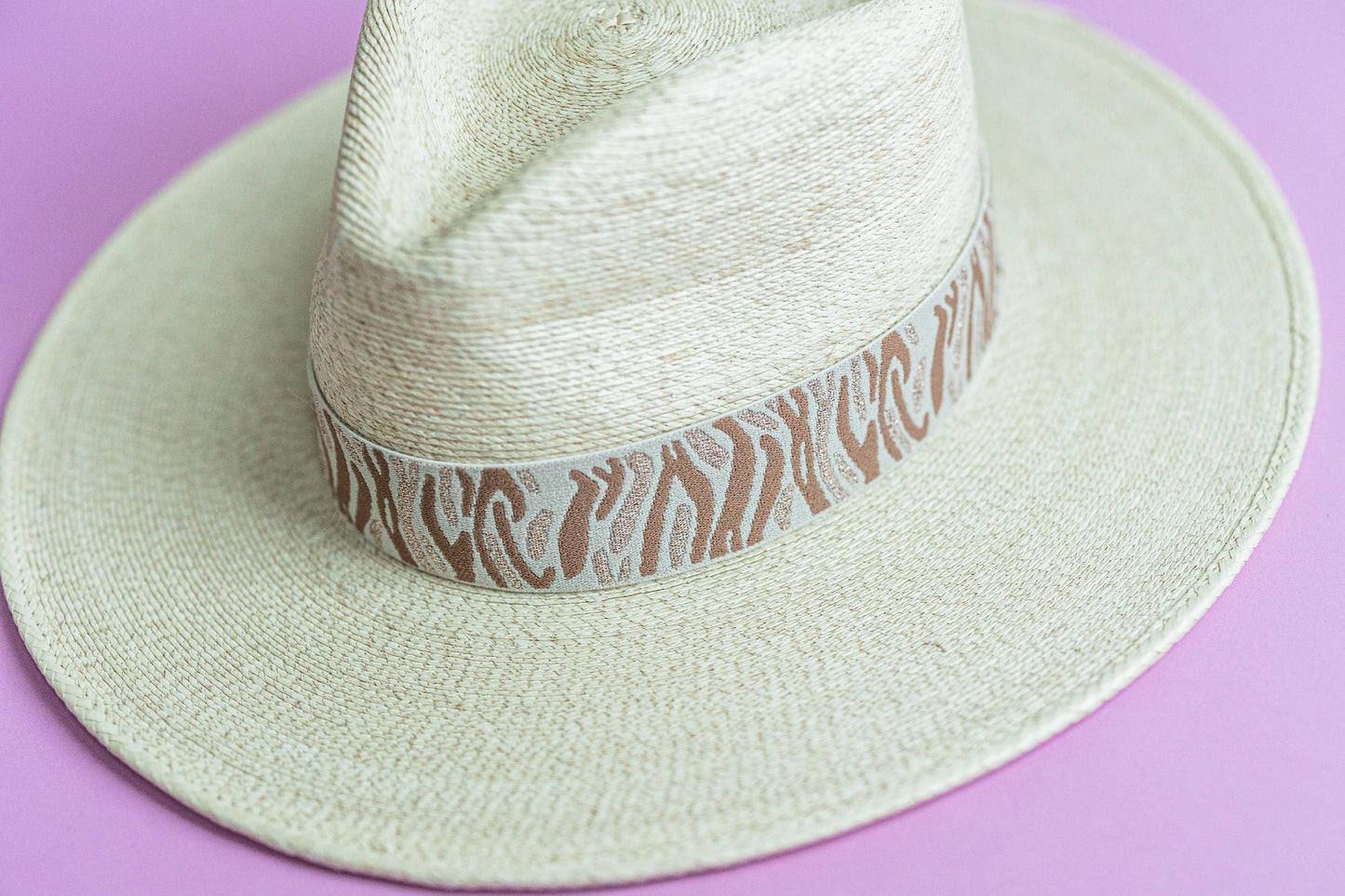 1.5” Tan Glitter Tiger Hat Band