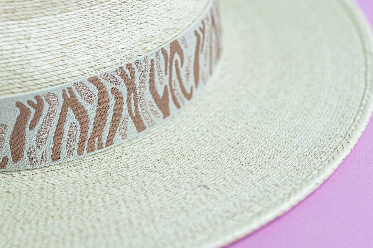 1.5” Tan Glitter Tiger Hat Band