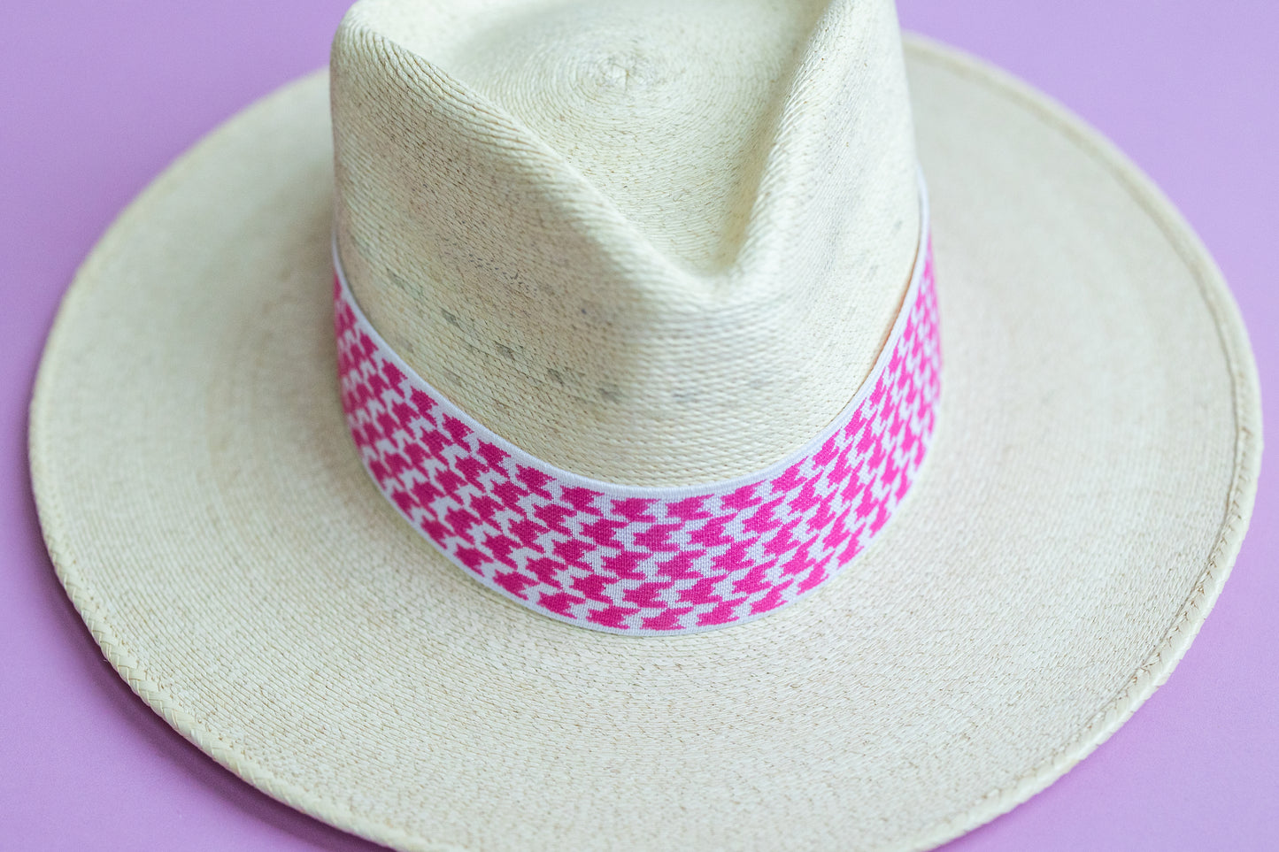 2” Hot Pink Houndstooth Hat Band