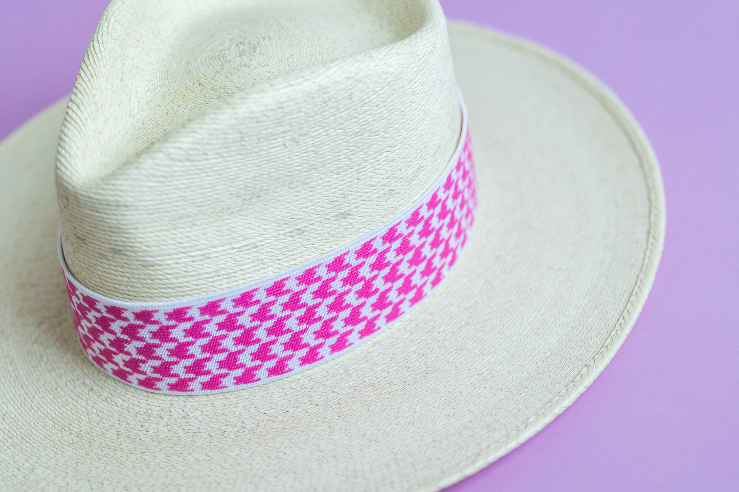 2” Hot Pink Houndstooth Hat Band
