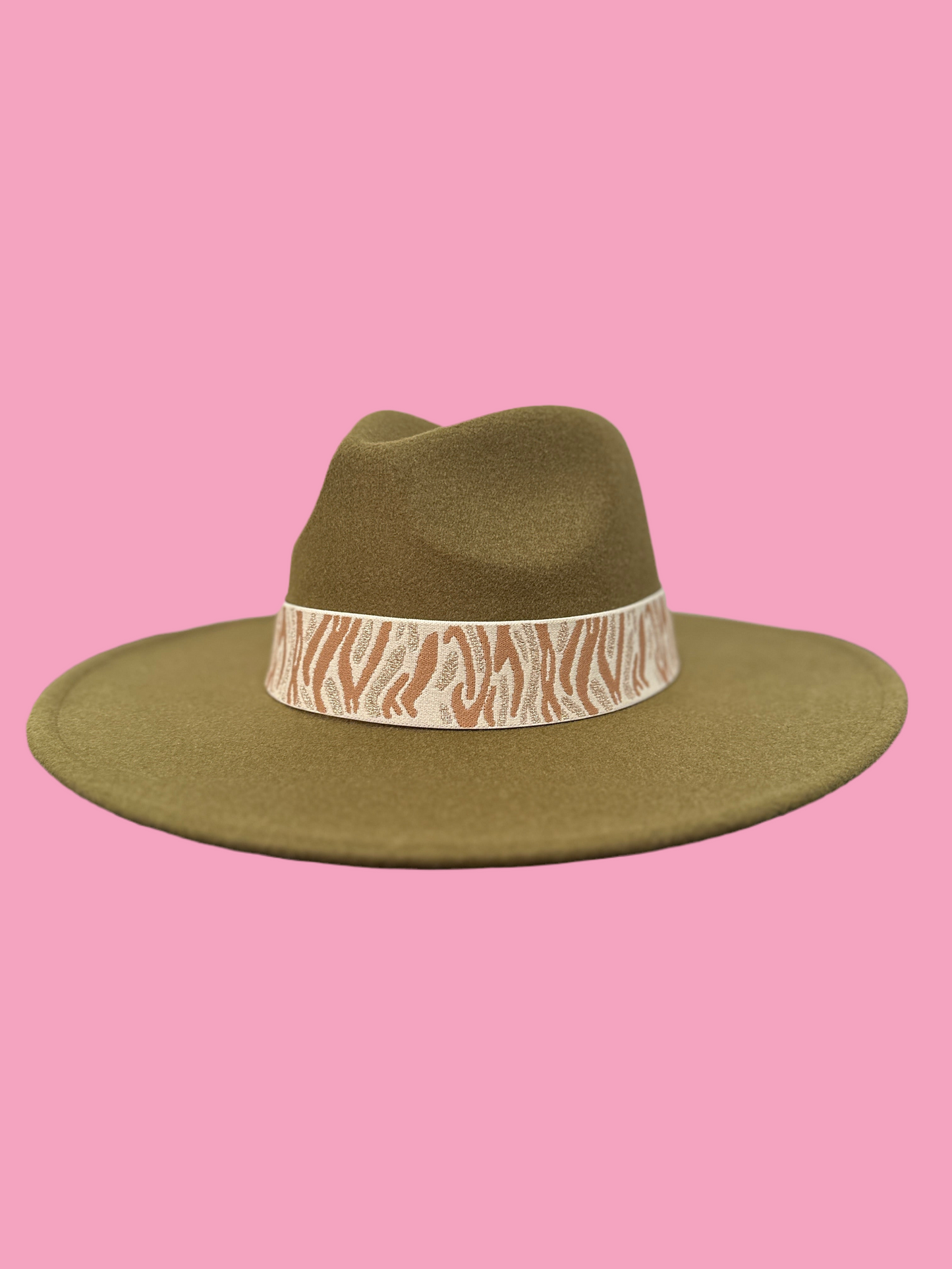 1.5” Tan Glitter Tiger Hat Band