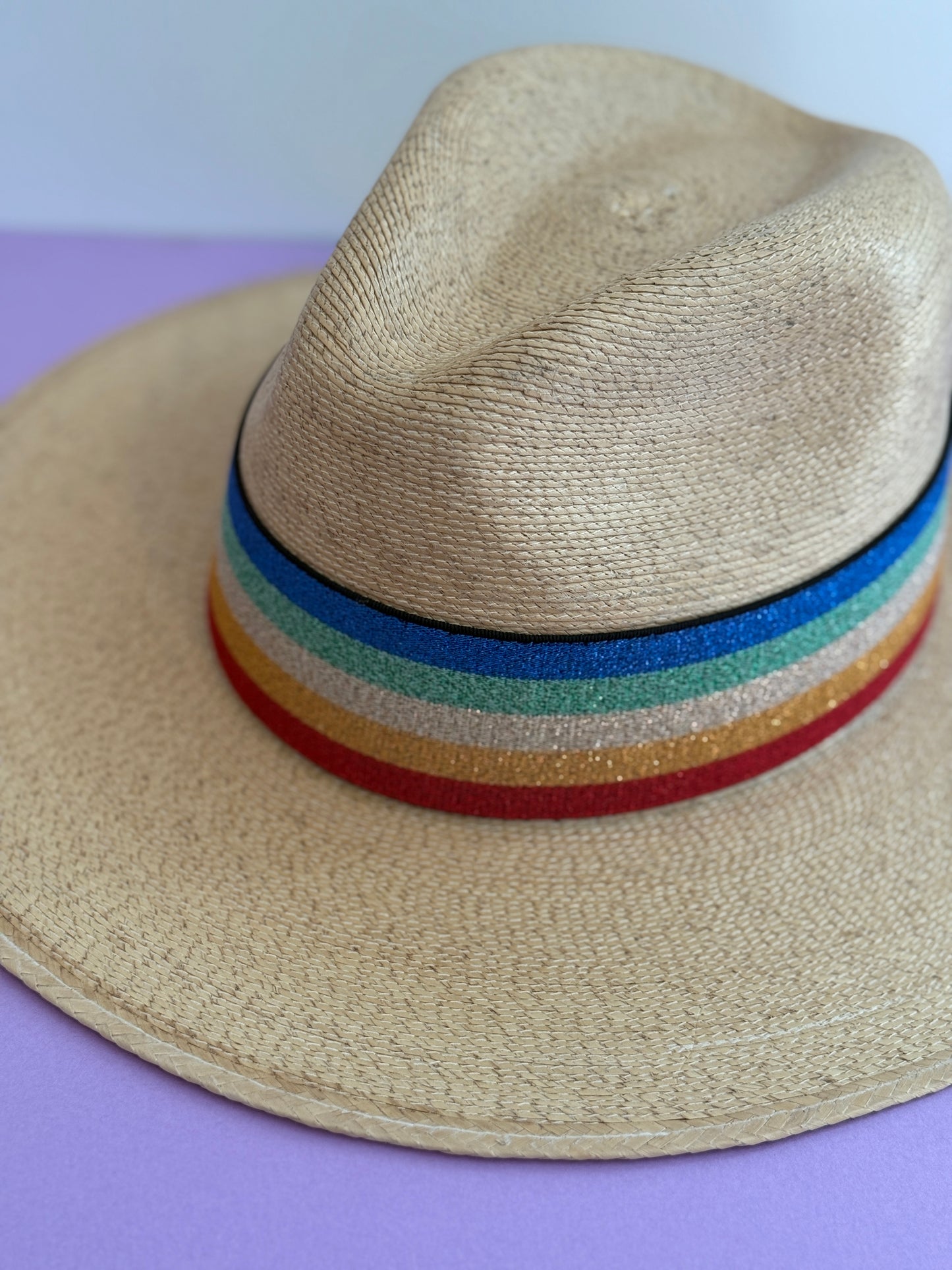 2” Red Rainbow Shimmer Hat Band