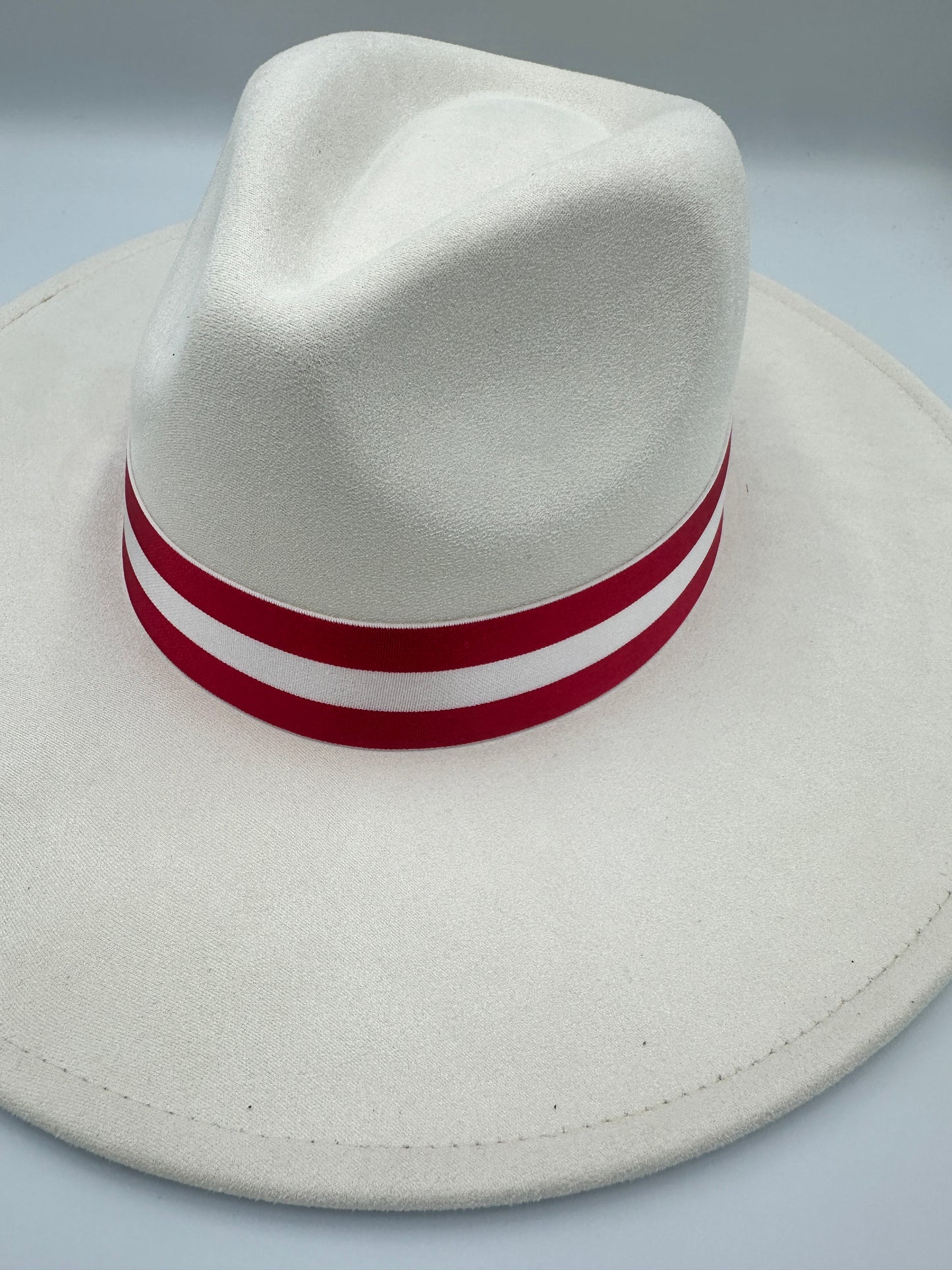 1.5” Wine & White 3-Stripe Hat Band