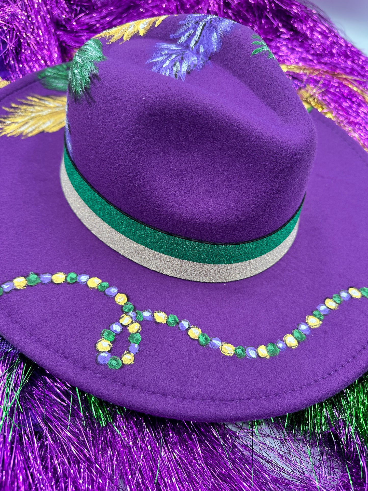 Hand Painted Purple Mardi Gras Hat