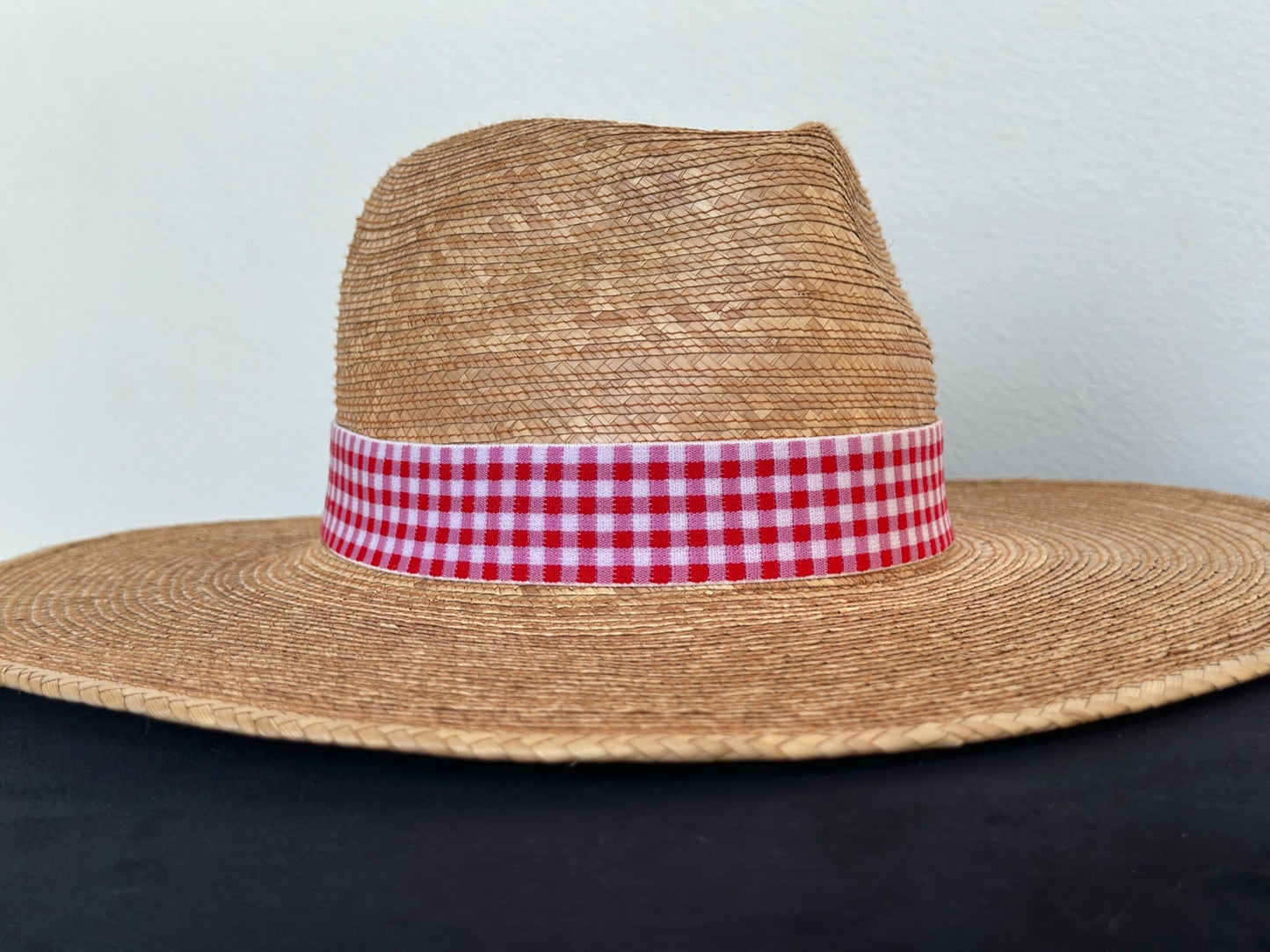 1.5” Red & Pink Gingham Hat Band