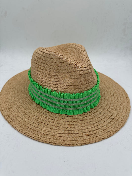 2” Lime glitter ruffle hat band