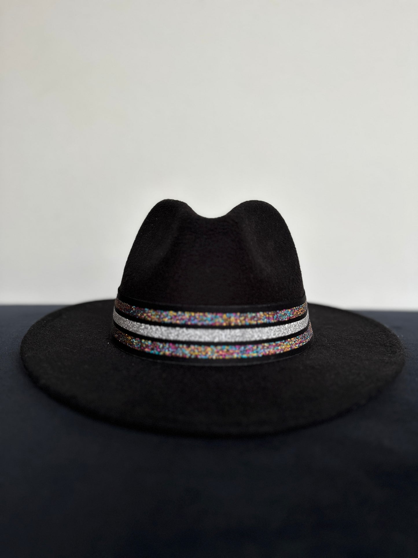 1.5” Black and Silver Glitter Hat Band