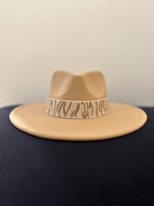 1.5” Tan Glitter Tiger Hat Band