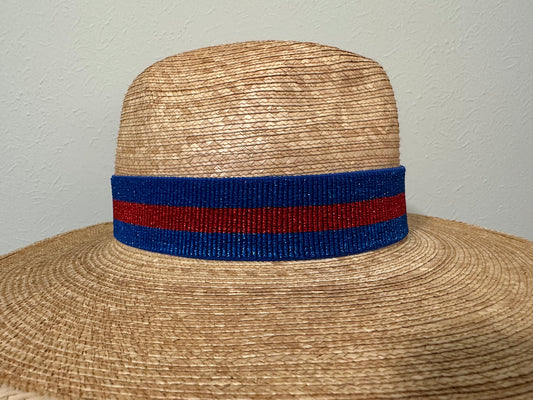 1.5” Blue & Red Sparkle Hat Band