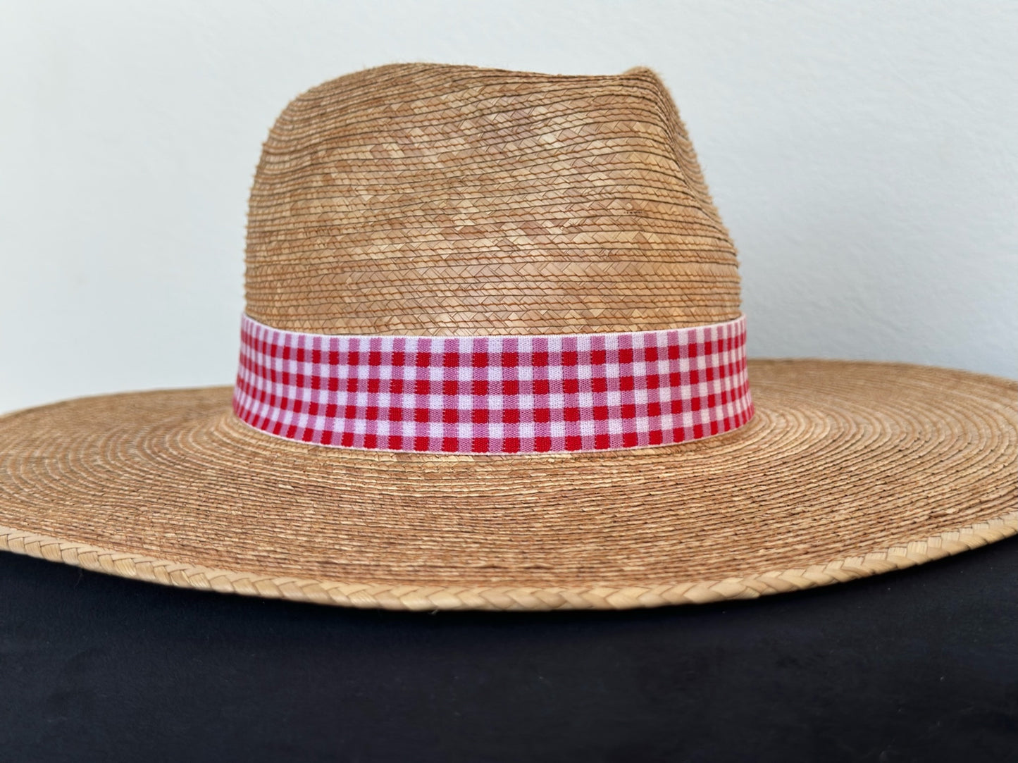 1.5” Red & Pink Gingham Hat Band