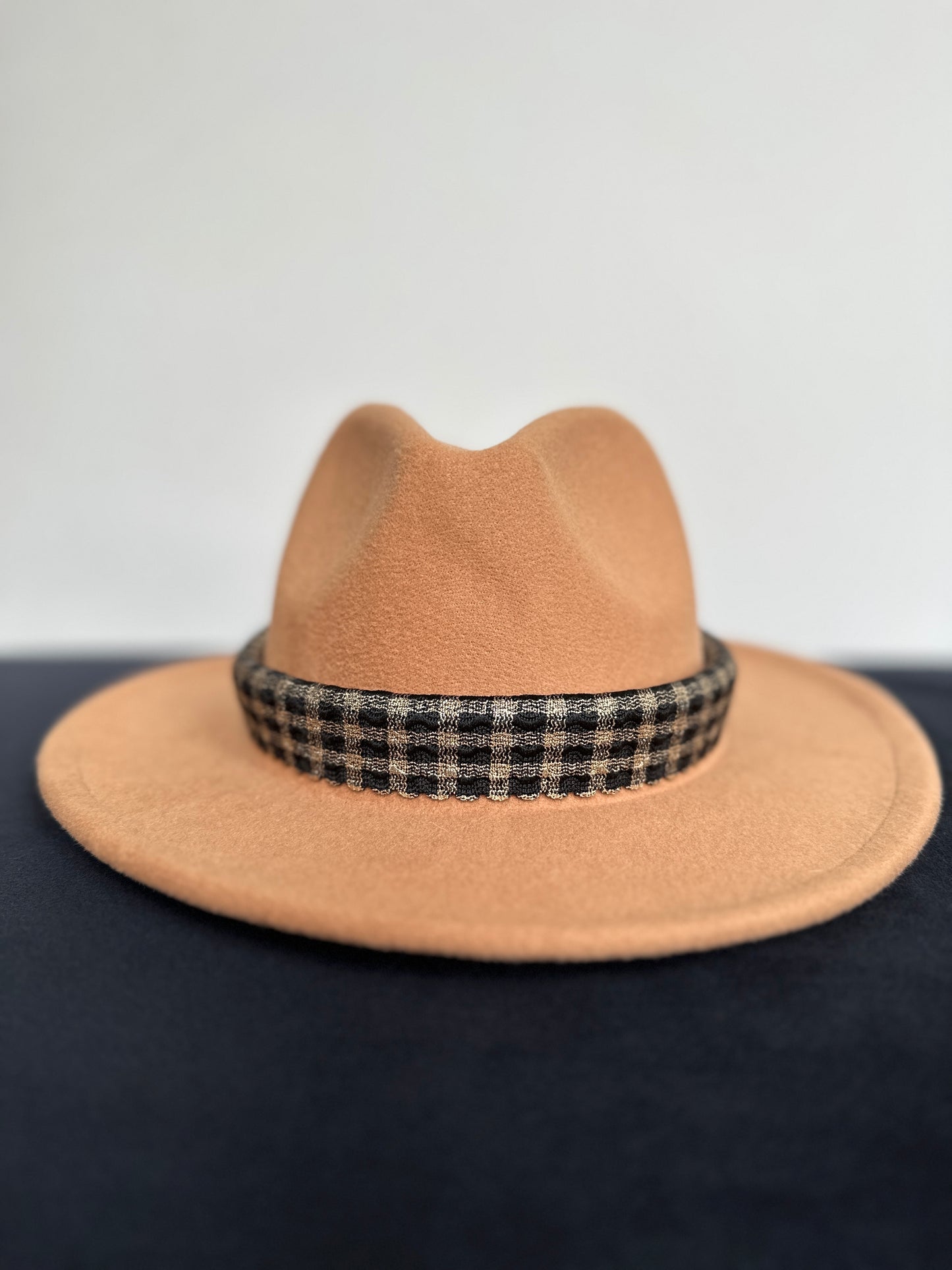 2.5” Gold and Black Gingham Hat Band