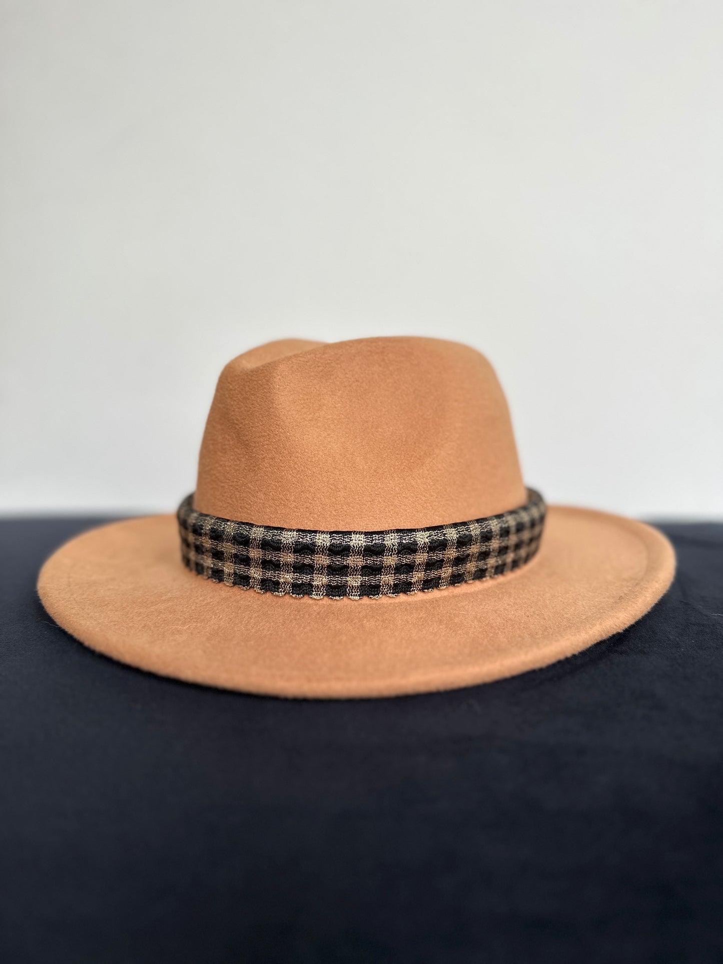 2.5” Gold and Black Gingham Hat Band