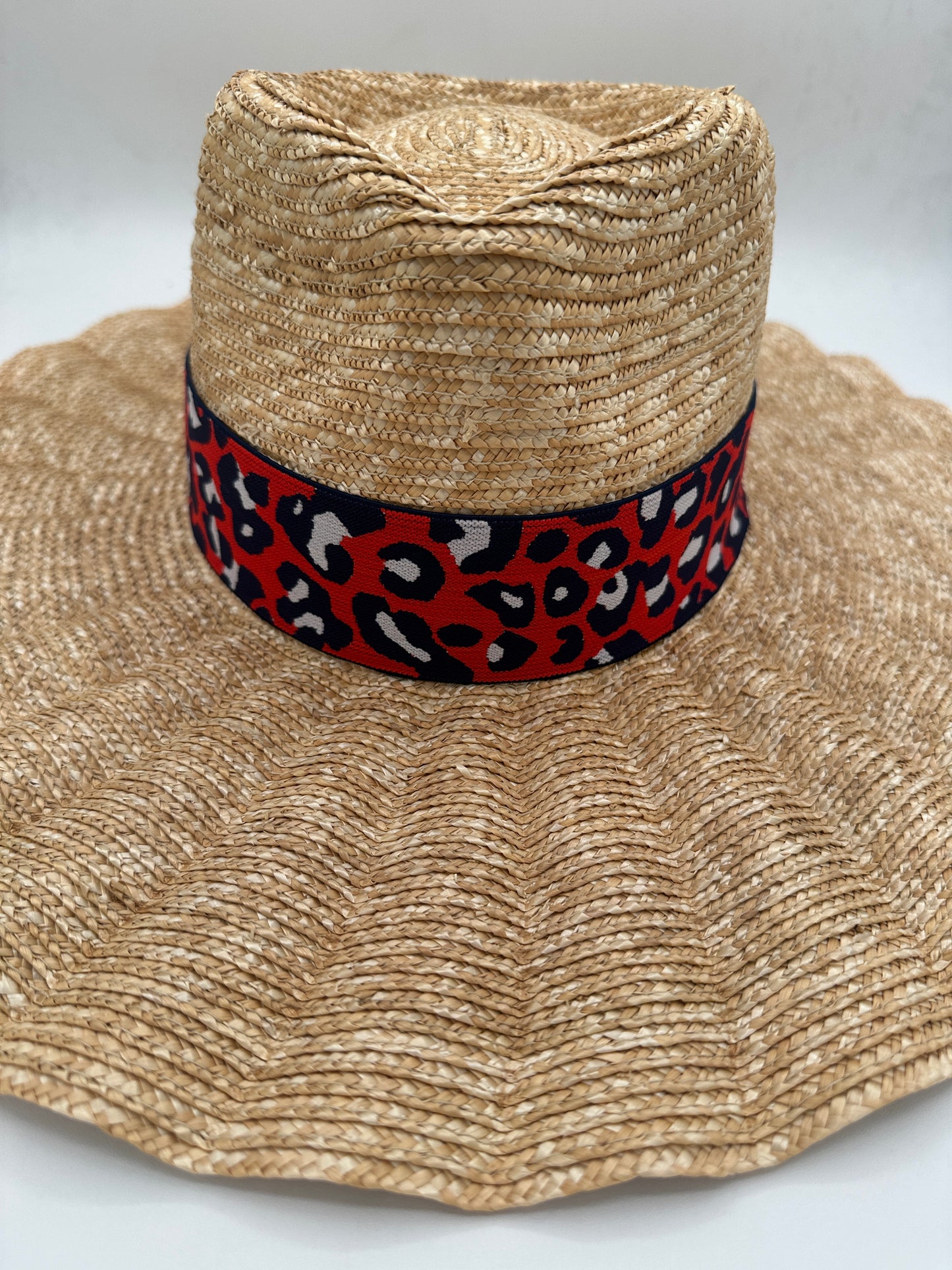 2” Red & Navy Leopard Hat Band