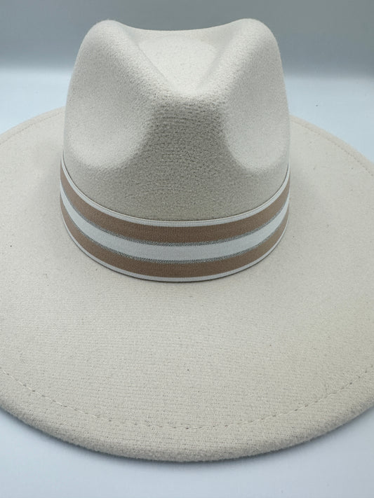 1.5” Tan & White Striped Hat Band