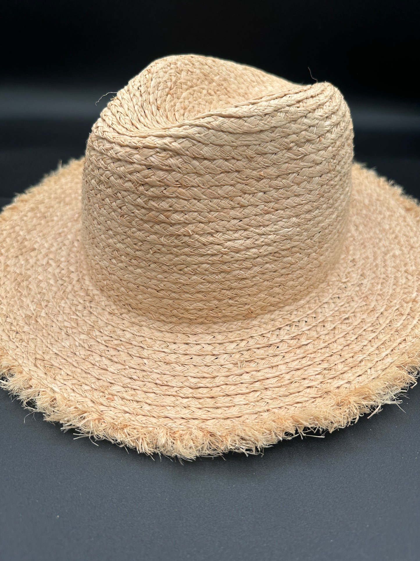 Raffia Straw Panama Hat with Fringe Edge