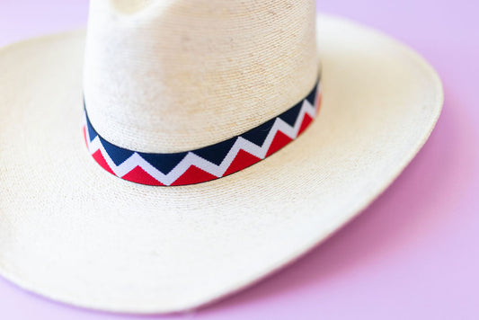 1” Red, White & Navy Chevron Hat Band