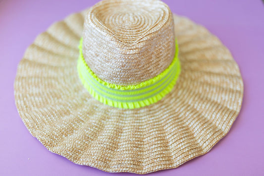 2” Yellow Glitter Ruffle Hat Band