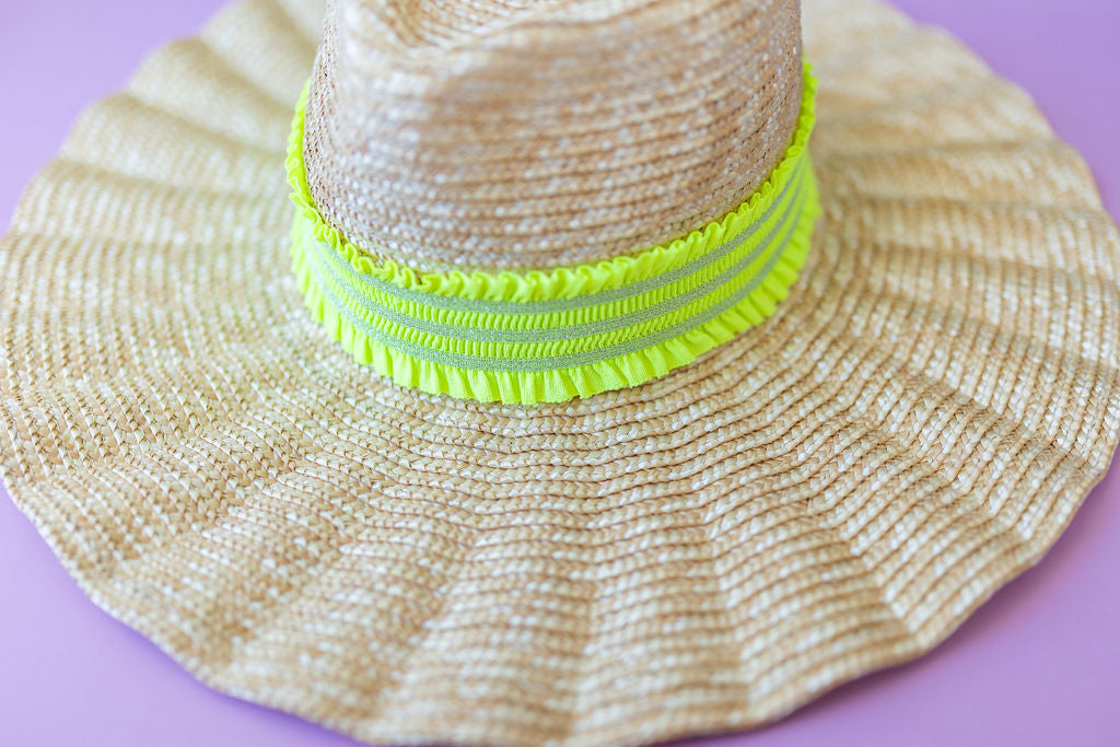 2” Yellow Glitter Ruffle Hat Band