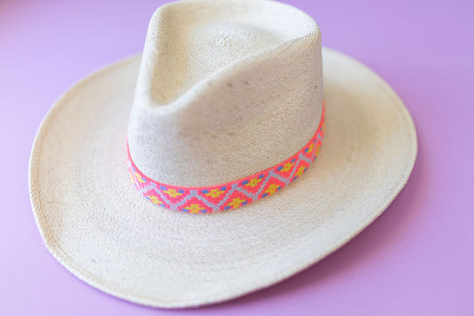 1” Neon Pink Aztec Hat Band