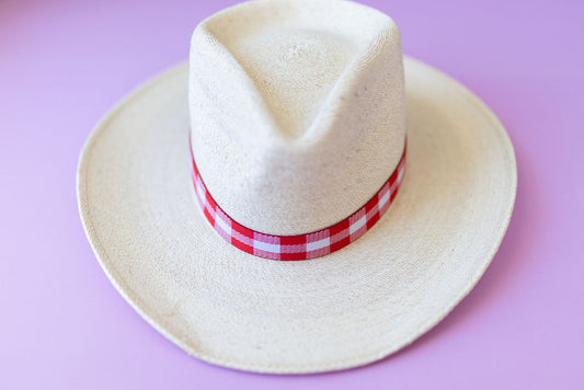 1” Red Gingham Hat Band