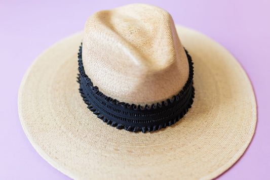 2” Ruched Black Striped Ruffle Hat Band