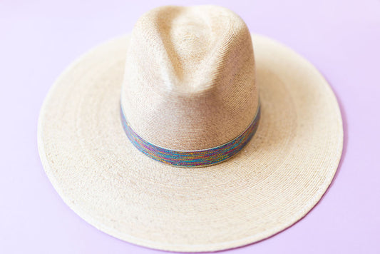 1” Cream Multi Shimmer Hat Band