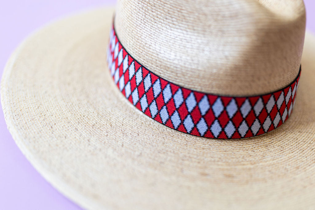 1.5” Red & White Diamond Hat Band