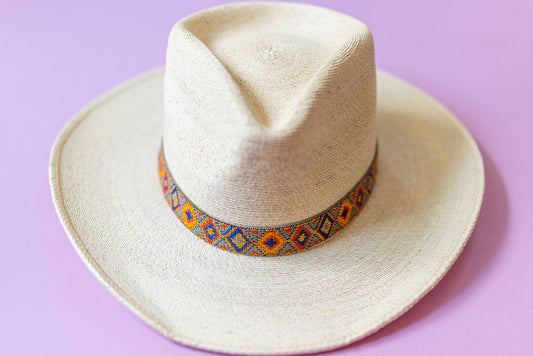 1” Orange and Blue Aztec Hat Band