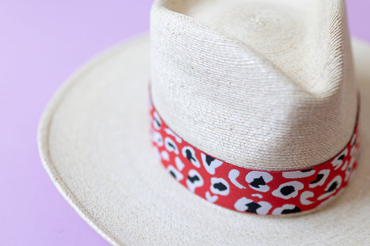 1.5” Red & Black/White Leopard Hat Band